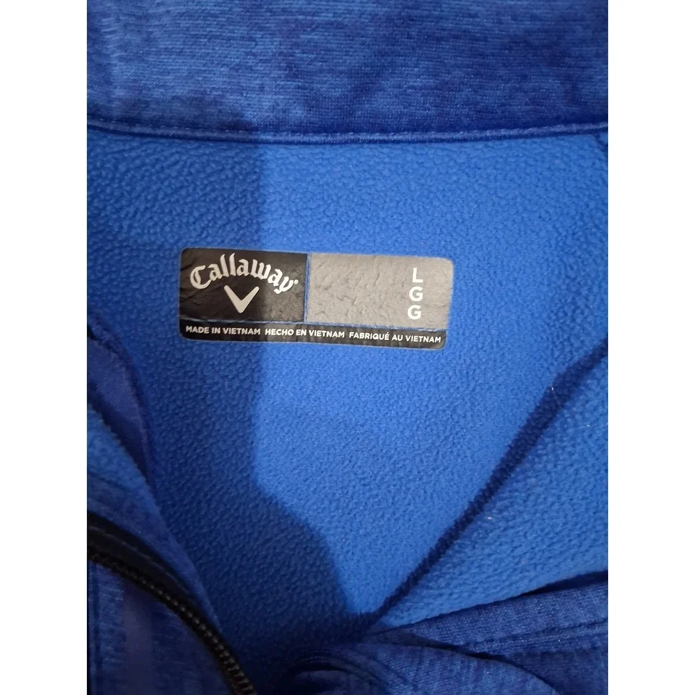 Callaway Mens Blue Heather Quarter Zip Pullover Golf Jacket Large Zipper Pocket